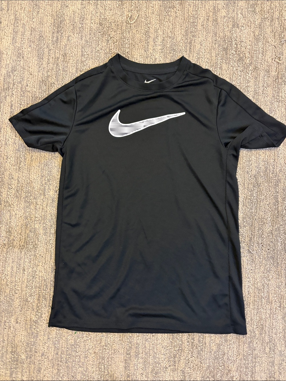 Nike Black Short Sleeve shirt with White Swoosh-breathable